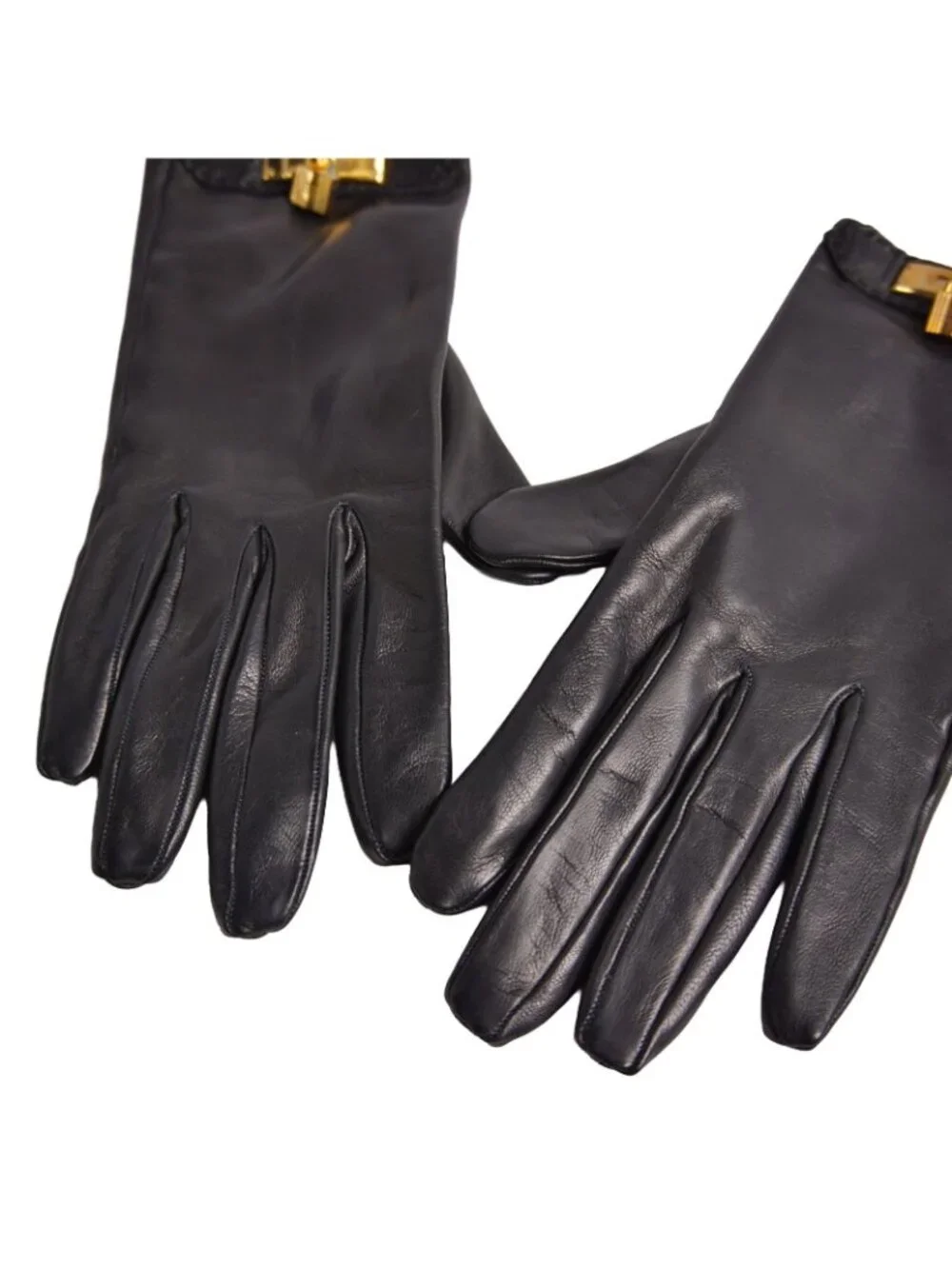 Hermes Gloves Kelly 6.5 Lambskin Black